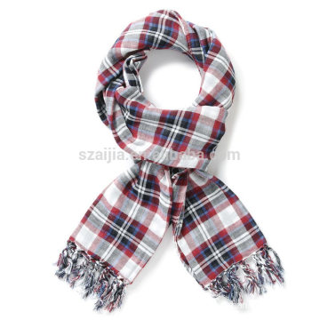 Fashion 100 cotton plaid young girl long scarf